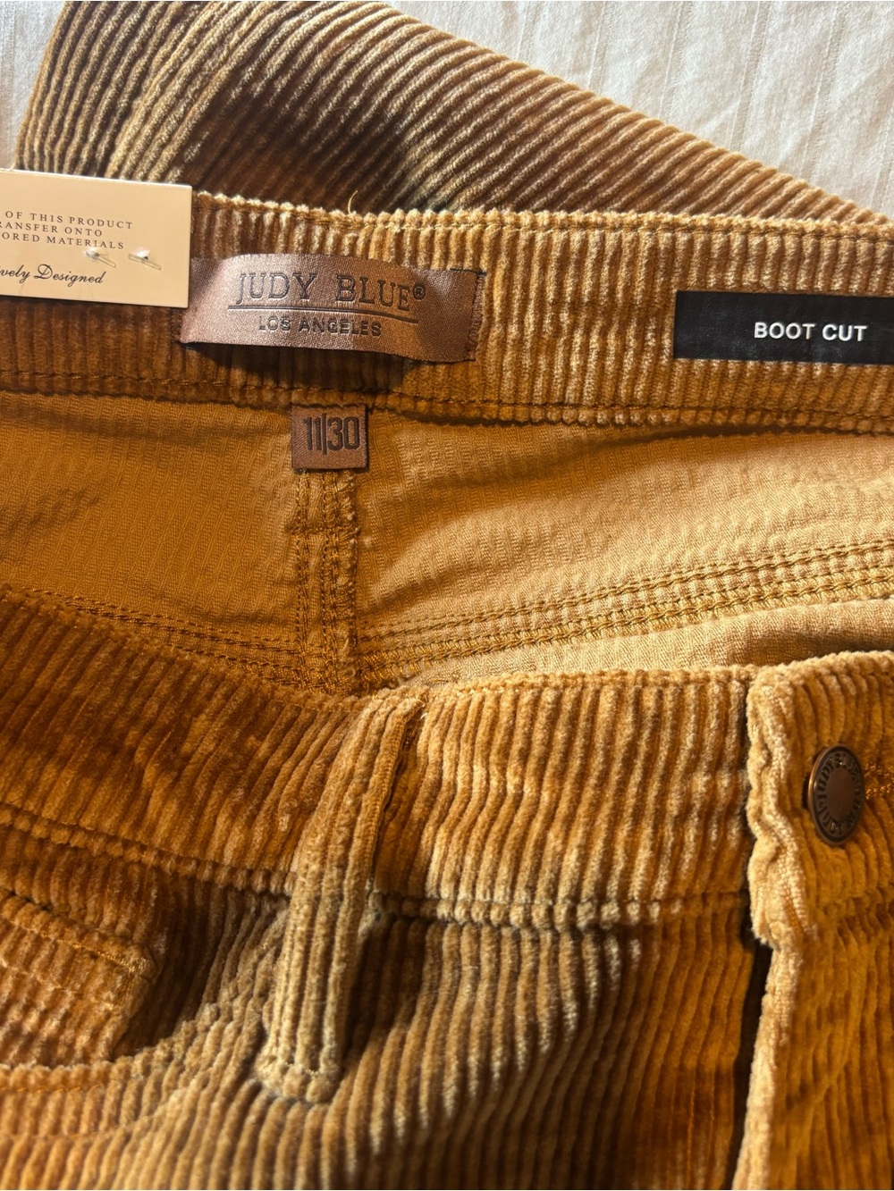 Judy Blue Corduroy Pants in Warm Caramel - Picture 5 of 6